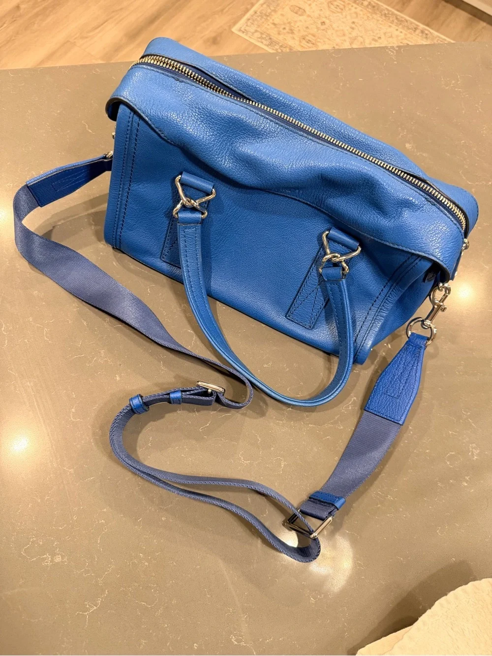 Marc Jacobs Electric Blue Pebbled Leather Satchel - Picture 9 of 9